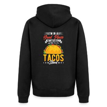Tacos Stand - Taco Squad - Taco Crew - Mexiko - Unisex Premium Bio Zip Hoodie - Schwarz - Hinten - Nico (187cm)