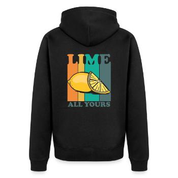Lime All Yours Vintage Lemon Retro Lemon Juice - Unisex Premium Organic Zip Hoodie - black - Back - Nico (187cm)