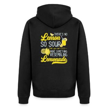 No Lemon Sour Resembling Lemonade Dealer - Unisex Premium Bio Zip Hoodie - Schwarz - Hinten - Nico (187cm)