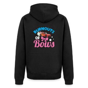 Burnouts Or Bows Babyparty Gender Reveal Geschenk - Unisex Premium Bio Zip Hoodie - Schwarz - Hinten - Nico (187cm)