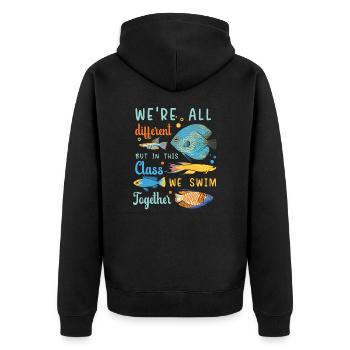 This Class We Swim Together Autismus Autisten - Unisex Premium Bio Zip Hoodie - Schwarz - Hinten - Nico (187cm)