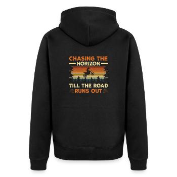 Vintage Motocross Rider Chasing The Horizon - Unisex Premium Organic Zip Hoodie - black - Back - Nico (187cm)