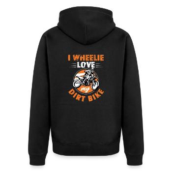 Motocross Pun I Wheelie Love My Dirt Bike - Veste à capuche bio Premium Unisexe - noir - Dos - Nico (187cm)