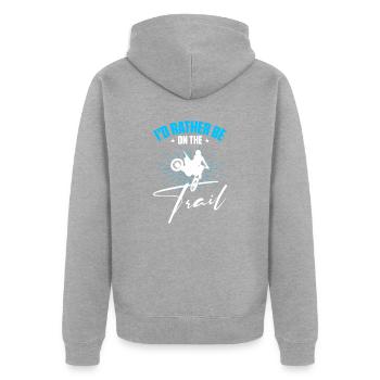 Supercross Motocrossfahrer I'd Rather Be On Trail - Unisex Premium Bio Zip Hoodie - Grau meliert - Hinten - Nico (187cm)