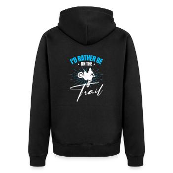 Supercross Motocross Rider I'd Rather Be On Trail - Unisex Premium Organic Zip Hoodie - black - Back - Nico (187cm)