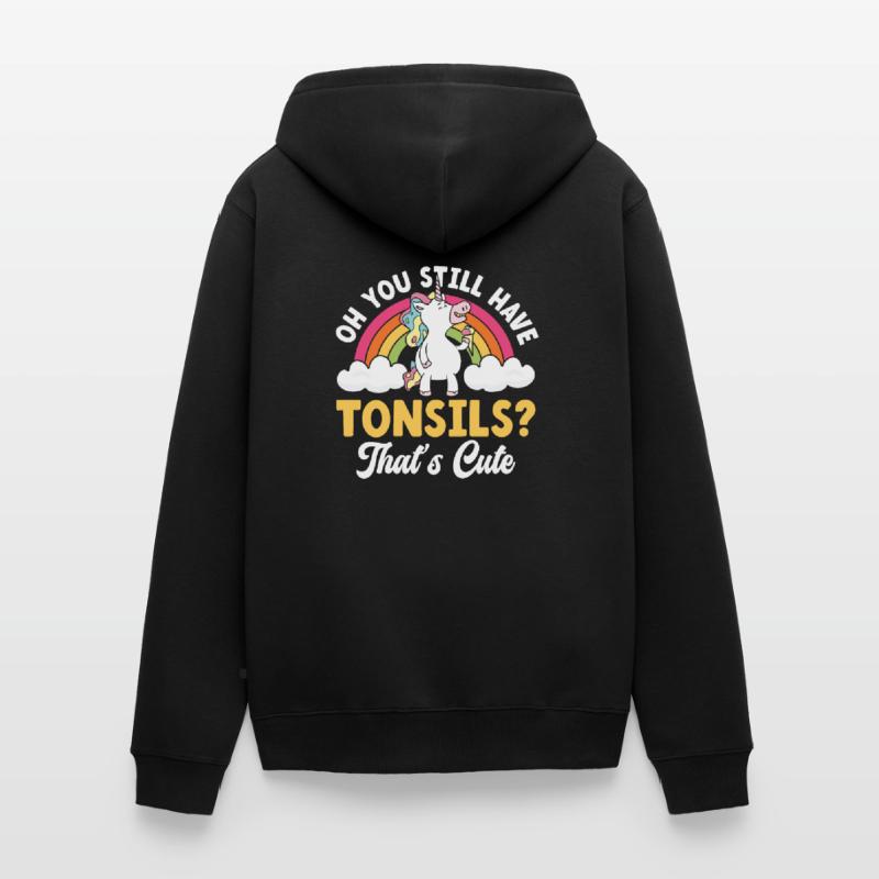 Tonsils Süßes Einhorn Eis Creme Mandelentfernung Unisex Premium Bio Zip Hoodie