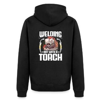 Welding Art Torch Elektroschweißen Schweißen - Unisex Premium Bio Zip Hoodie - Schwarz - Hinten - Nico (187cm)