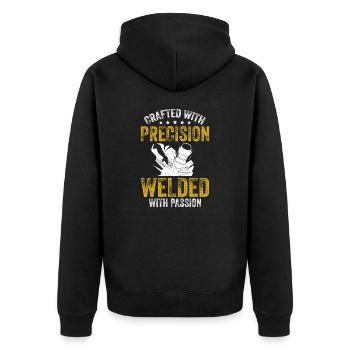 Crafted Precision Welded Passion Welding Machine - Unisex Premium Organic Zip Hoodie - black - Back - Nico (187cm)