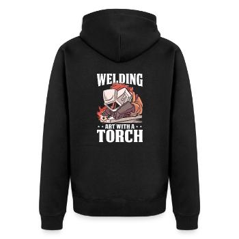 Welding Art Torch Elektroschweißen Schweißen - Unisex Premium Bio Zip Hoodie - Schwarz - Hinten - Nico (187cm)