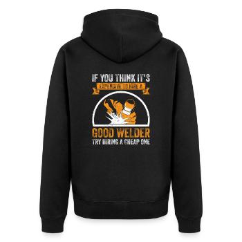 Schweißen Elektorschweißen Brennen Schweißbrenner - Unisex Premium Bio Zip Hoodie - Schwarz - Hinten - Nico (187cm)