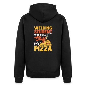 Welding Student Build For Pizza Geschenk - Unisex Premium Bio Zip Hoodie - Schwarz - Hinten - Nico (187cm)