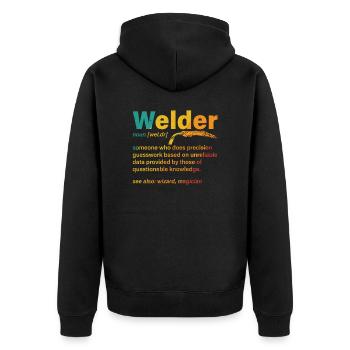 Welder Noun Schweißen Definition Retro - Unisex Premium Bio Zip Hoodie - Schwarz - Hinten - Nico (187cm)
