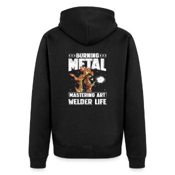 Burning Metal Welder Life Schweißen Geschenk - Unisex Premium Bio Zip Hoodie - Schwarz - Hinten - Nico (187cm)