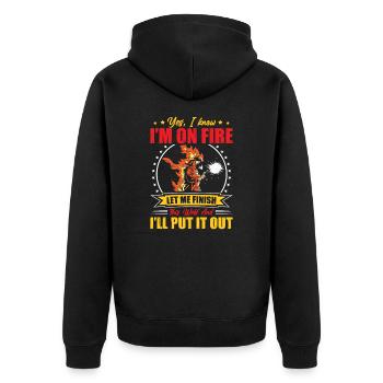 On Fire Finish Weld Schweißen Geschenk Beruf - Unisex Premium Bio Zip Hoodie - Schwarz - Hinten - Nico (187cm)
