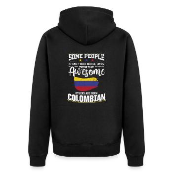 Impressionnant Colombien Colombien Drapeau Origine - Veste à capuche bio Premium Unisexe - noir - Dos - Nico (187cm)