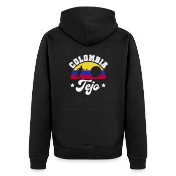 Kolumbien Tejospieler Baseball Meisterschaft - Unisex Premium Bio Zip Hoodie - Schwarz - Hinten - Nico (187cm)