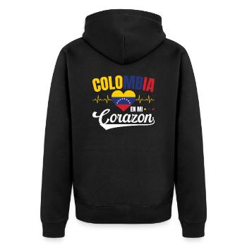 Colombia En Mi Corazon Lebensweisheit Kolumbianer - Unisex Premium Bio Zip Hoodie - Schwarz - Hinten - Nico (187cm)