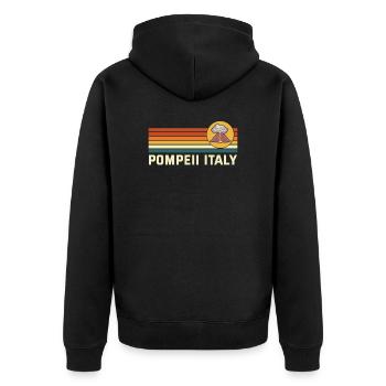 Pompeii Italy Vintage Vulkanausbruch Geographie - Unisex Premium Bio Zip Hoodie - Schwarz - Hinten - Nico (187cm)