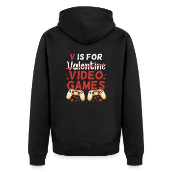 Video Games Valentine's Day Valentine Video Games - Unisex Premium Organic Zip Hoodie - black - Back - Nico (187cm)