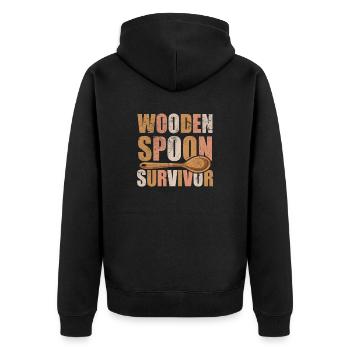 Wooden Spoon Survivor Wooden Spoon Spoon Training - Unisex Premium Organic Zip Hoodie - black - Back - Nico (187cm)