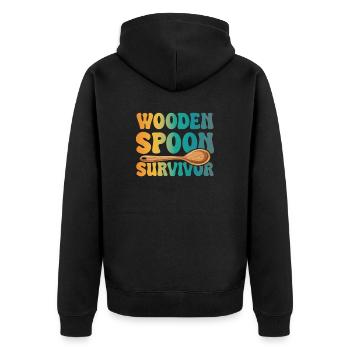 Cuillère en bois survivant Vintage parentalité cadeau - Veste à capuche bio Premium Unisexe - noir - Dos - Nico (187cm)