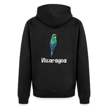 Nicaragua Guardabarranco Nationalvogel Urwald - Unisex Premium Bio Zip Hoodie - Schwarz - Hinten - Nico (187cm)