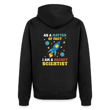 En fait, je suis un spécialiste des fusées - Veste à capuche bio Premium Unisexe - noir - Dos - Nico (187cm)