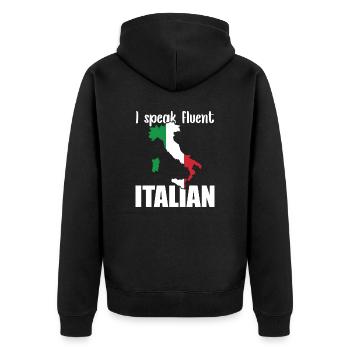 Italienische Sprache Lernen I Speak Fluent Italian - Unisex Premium Bio Zip Hoodie - Schwarz - Hinten - Nico (187cm)