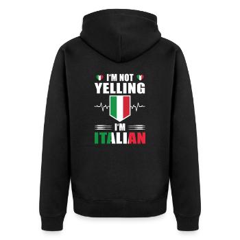Yelling Italian Heartbeat Italian Flag - Unisex Premium Organic Zip Hoodie - black - Back - Nico (187cm)