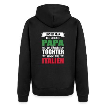 Dad Prettiest Daughter Italy Gift - Unisex Premium Organic Zip Hoodie - black - Back - Nico (187cm)