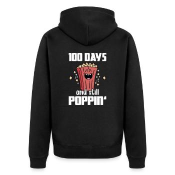 100 Days And Still Poppin Popcorn Pun School - Unisex Premium Organic Zip Hoodie - black - Back - Nico (187cm)