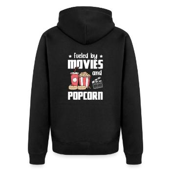 Alimenté par des films et un cadeau de soirée cinéma pop-corn - Veste à capuche bio Premium Unisexe - noir - Dos - Nico (187cm)