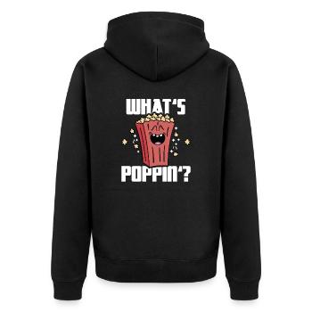 Qu’est-ce que Poppin, Soirée cinéma, Soirée cinéma, Popcorn - Veste à capuche bio Premium Unisexe - noir - Dos - Nico (187cm)