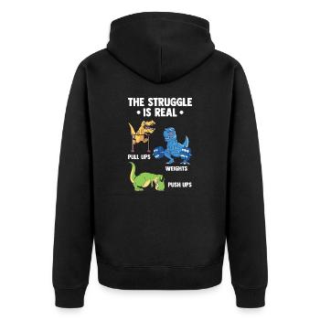 La lutte est un vrai dinosaure Gym Fitness Dinosaure - Veste à capuche bio Premium Unisexe - noir - Dos - Nico (187cm)