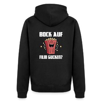 Bock Auf Film Gucken Popcorn Filmeabend Geschenk - Unisex Premium Bio Zip Hoodie - Schwarz - Hinten - Nico (187cm)
