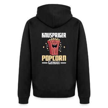 Knuspriger Popcorn Genuss - Popcorn Maschine - Unisex Premium Bio Zip Hoodie - Schwarz - Hinten - Nico (187cm)