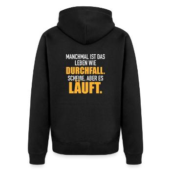 La vie ressemble à de la merde de diarrhée mais ça coule - Veste à capuche bio Premium Unisexe - noir - Dos - Nico (187cm)