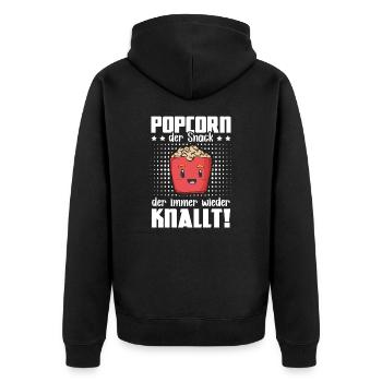 Popcorn Snack Knalt - Machine à pop-corn Soirée cinéma - Veste à capuche bio Premium Unisexe - noir - Dos - Nico (187cm)