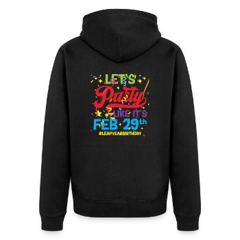 Faisons la fête comme si c’était le 29 février - Veste à capuche bio Premium Unisexe - noir - Dos - Nico (187cm)