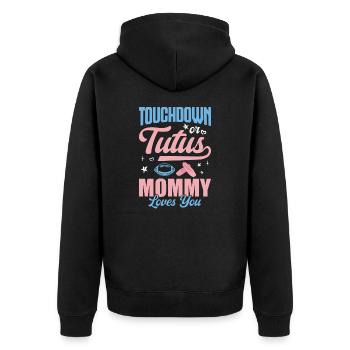 Touchdown Or Tutus Mommy Babyparty Gender Reveal - Unisex Premium Bio Zip Hoodie - Schwarz - Hinten - Nico (187cm)