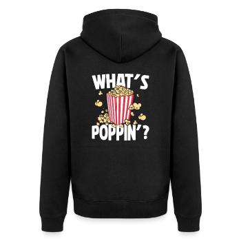 Qu’est-ce que Poppin, Soirée cinéma, Soirée cinéma, Popcorn - Veste à capuche bio Premium Unisexe - noir - Dos - Nico (187cm)