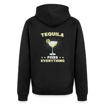 Tequila Fixes Everything Alkhol Cinco De Mayo - Unisex Premium Organic Zip Hoodie - black - Back - Nico (187cm)