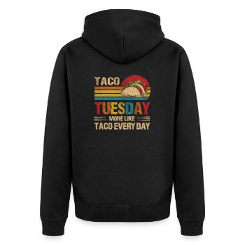 Taco Tuesday Taco Every Day Vintage Burrito - Unisex Premium Bio Zip Hoodie - Schwarz - Hinten - Nico (187cm)