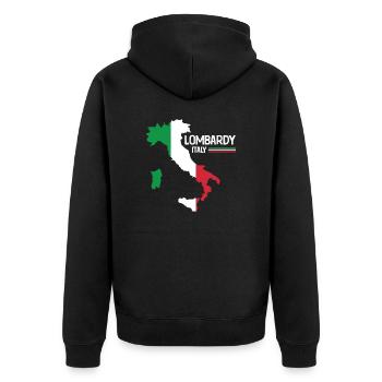 Lombardy Italy Lombardei Landkarte Region Italien - Unisex Premium Bio Zip Hoodie - Schwarz - Hinten - Nico (187cm)