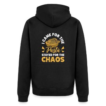 Venu Pour Les Pâtes Resté Pour Le Chaos Cuisine Italienne - Veste à capuche bio Premium Unisexe - noir - Dos - Nico (187cm)