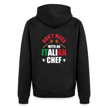 Don't Mess Italian Chef Italienische Küche - Unisex Premium Bio Zip Hoodie - Schwarz - Hinten - Nico (187cm)