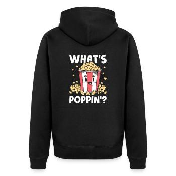 Süßes Popcorn - Poppin Kinoabend Popcorn Liebhaber - Unisex Premium Bio Zip Hoodie - Schwarz - Hinten - Nico (187cm)