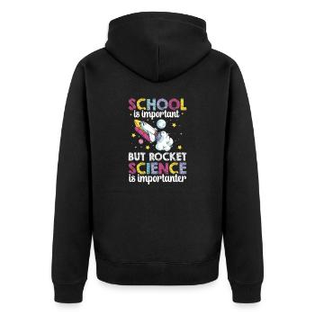 Aerospace Engineer School Important Rocket Science - Unisex Premium Organic Zip Hoodie - black - Back - Nico (187cm)