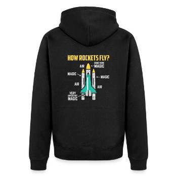 Comment les fusées volent Cadeau magique de navette spatiale aérienne - Veste à capuche bio Premium Unisexe - noir - Dos - Nico (187cm)