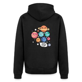 Pluton Planète Blague Drôle Cosmonaute Galaxie Physicien - Veste à capuche bio Premium Unisexe - noir - Dos - Nico (187cm)